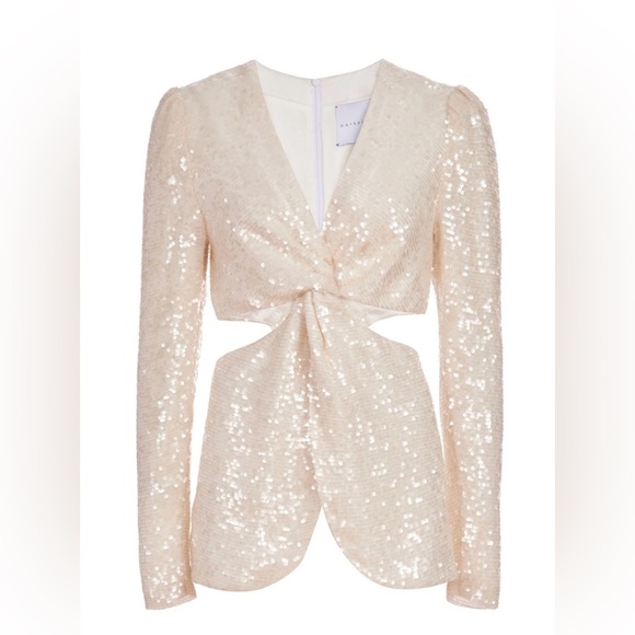 MARKARIAN | White Sequin Side Cutout Top with Twist Front Detail Size 14 - Picture 5 of 14